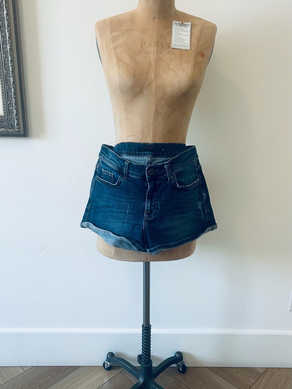 Victoria Beckham Dark Indigo Denim Cutoff Shorts
